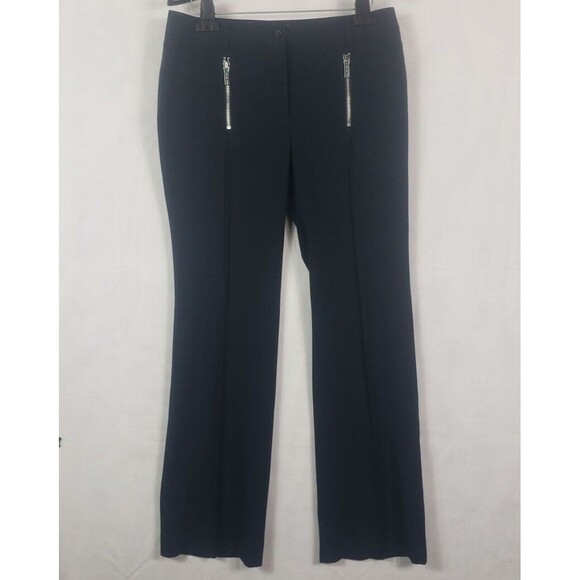 Michael Kors Pants Womens 8 Navy Blue Flat Zip Front Straight Leg Trousers - Picture 1 of 9